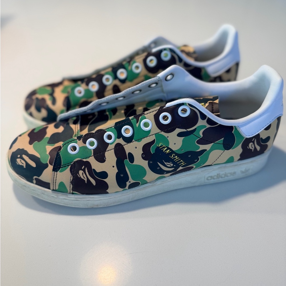 Adidas BAPE Camouflage Stan Smith Sneakers with box, mesh drawstring bag - Picture 7 of 11
